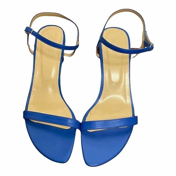 𝅺by FAR Magnolia Ankle Strap Handmade Leather Heeled Sandals Marine Blue - Picture 3 of 8